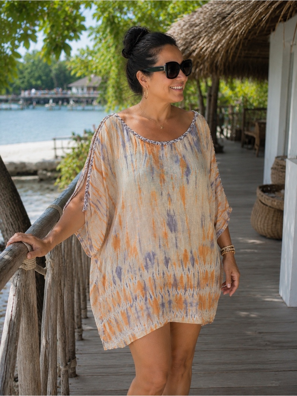 Florabella 100% Cotton Tie-Dye Tunic Cover-Up – Women’s XL